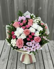 Букет цветов из:  Альстромерии, Гвоздики, Розы и Хризантемы #REPLACE_PRED# Райчихинске